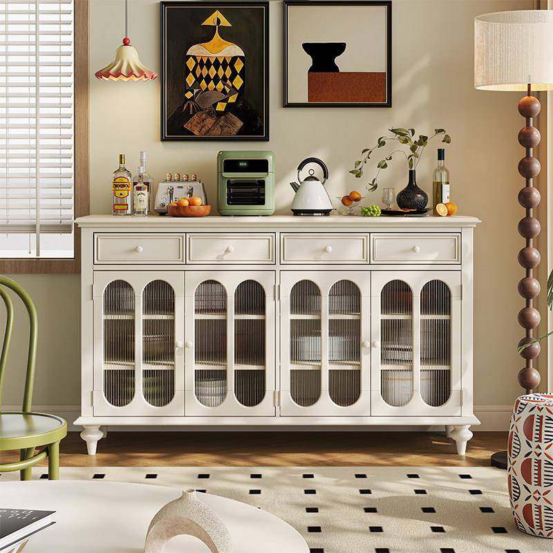 侘寂风餐柜全实木茶水柜奶油风酒柜长虹玻璃边柜客厅厨房储碗盘柜,住宅家具,餐边柜,淘宝优惠券,粉丝福利购,淘宝优惠卷