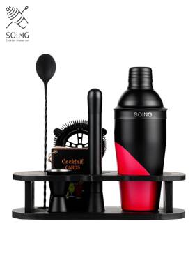 SOING 调酒器套装304不锈钢鸡尾酒调酒工具三段雪克杯一套礼盒装