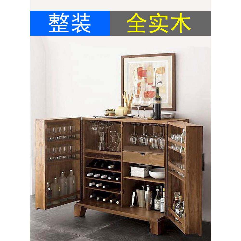简约现代新中式全实木红酒柜松木榆木简约茶水柜收纳备餐柜收纳柜