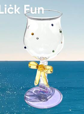 clickfun糖豆多多蝴蝶结高脚杯子 可爱创意玻璃酒杯女生礼物ins
