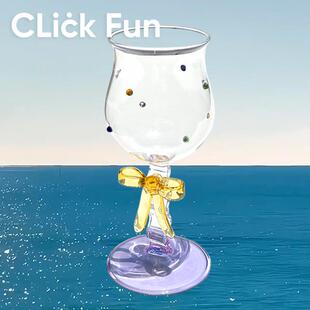 clickfun糖豆多多蝴蝶结高脚杯子 可爱创意玻璃酒杯女生礼物ins