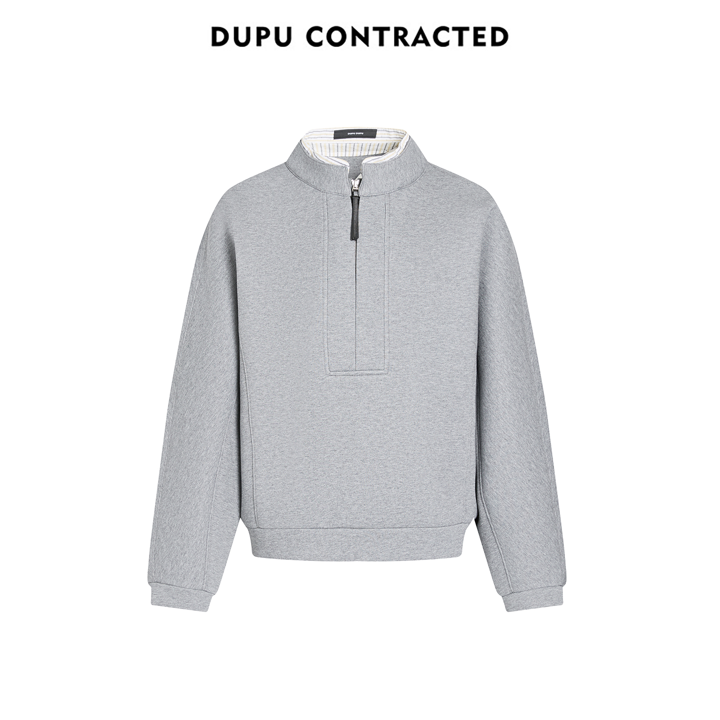 DUPU半开襟简约拉链宽松套头卫衣