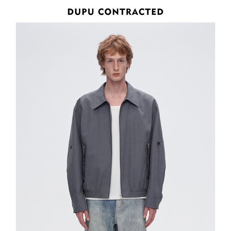 DUPU CONTRACTED绣花宝石四合扣夹克外套男几何三角纹理时尚优雅
