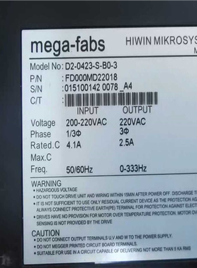 议~电机：FRLS2020506A 驱动器：D2-0423-S-