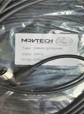 议~接近开关连接线4芯，EWAF4-5/C00/HBK，5米