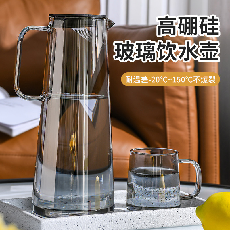 jeko冰箱冷水壶家用凉水杯玻璃耐高温柠檬凉茶泡茶壶夏大容量套装
