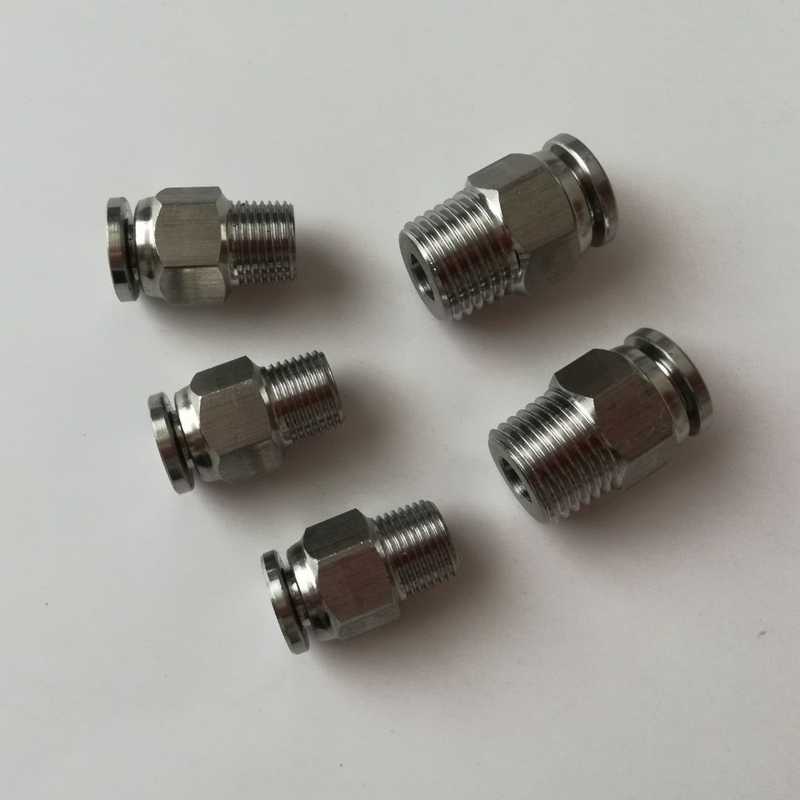 304不锈钢快插直通NPT1/8-8快速气管接头 NPT1/4转6油管快速