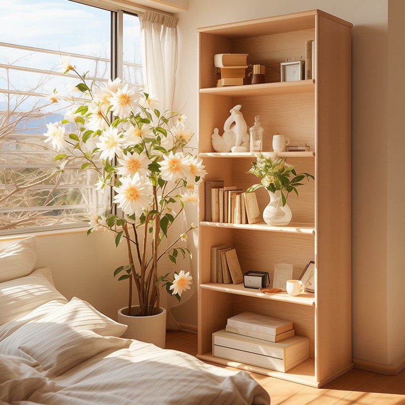 书架落地置物架柜子靠墙储物柜卧室摆件收纳架分层床边柜简约书柜
