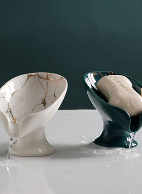 北欧ins风陶瓷沥水香皂盒简约大理石纹绿色肥皂盒免打孔学生