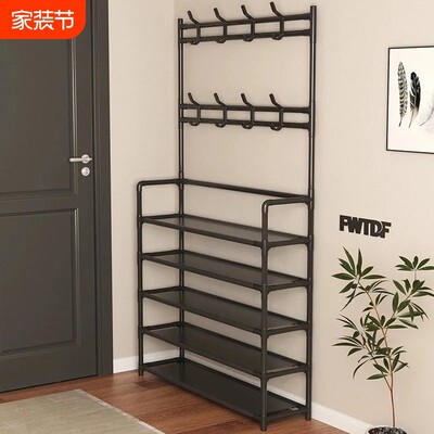 简易鞋架子门口家用多层一体式衣帽架宿舍出租屋爆款鞋柜收纳
