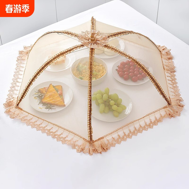 饭菜罩可折叠餐桌食物罩新款防尘防蝇家用遮菜盖伞厨房长方形防蚊