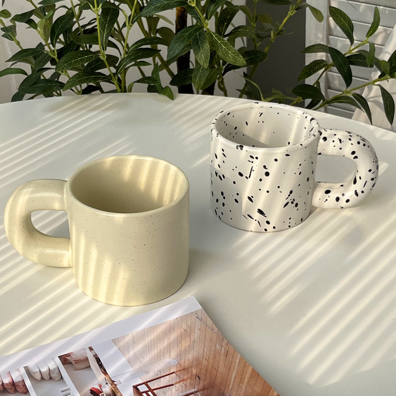 泼墨马克杯ins风杯子复古胖胖杯陶瓷水杯咖啡杯早餐杯牛奶杯子
