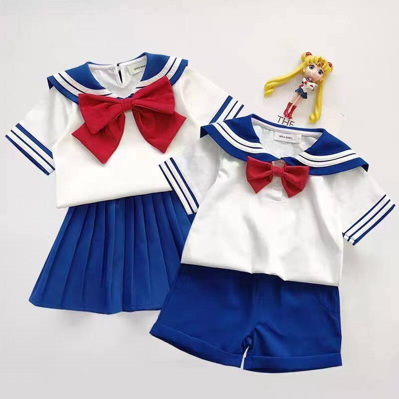 美少女战士衣服男女童夏季套装洋气短袖两件套六一表演服大童百褶