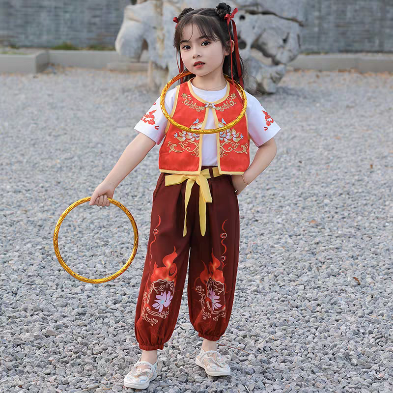 哪咤衣服儿童cos哪吒服装夏季男童汉服套装女孩中国风六一演出服