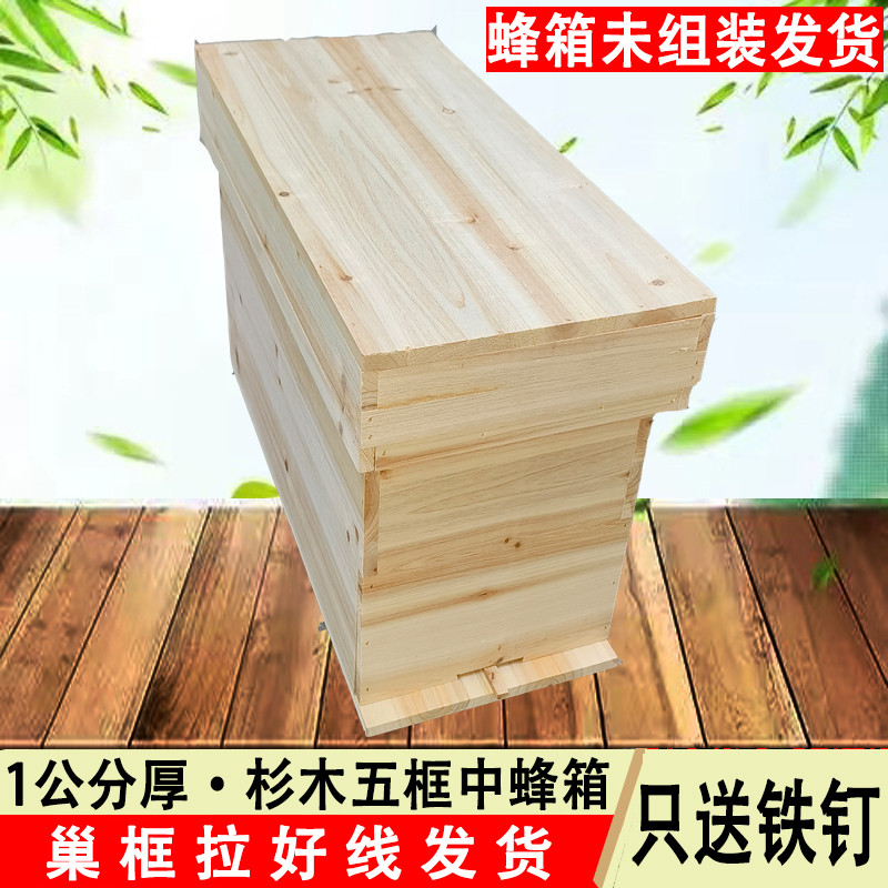 五框蜂箱杉木箱桶诱蜂育王箱标准框用土蜂中蜂专用1公分厚