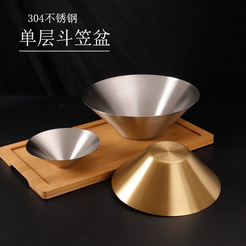 网红金色蔬菜沙拉水果盆ins北欧304不锈钢日式拉面大号拌面斗笠碗