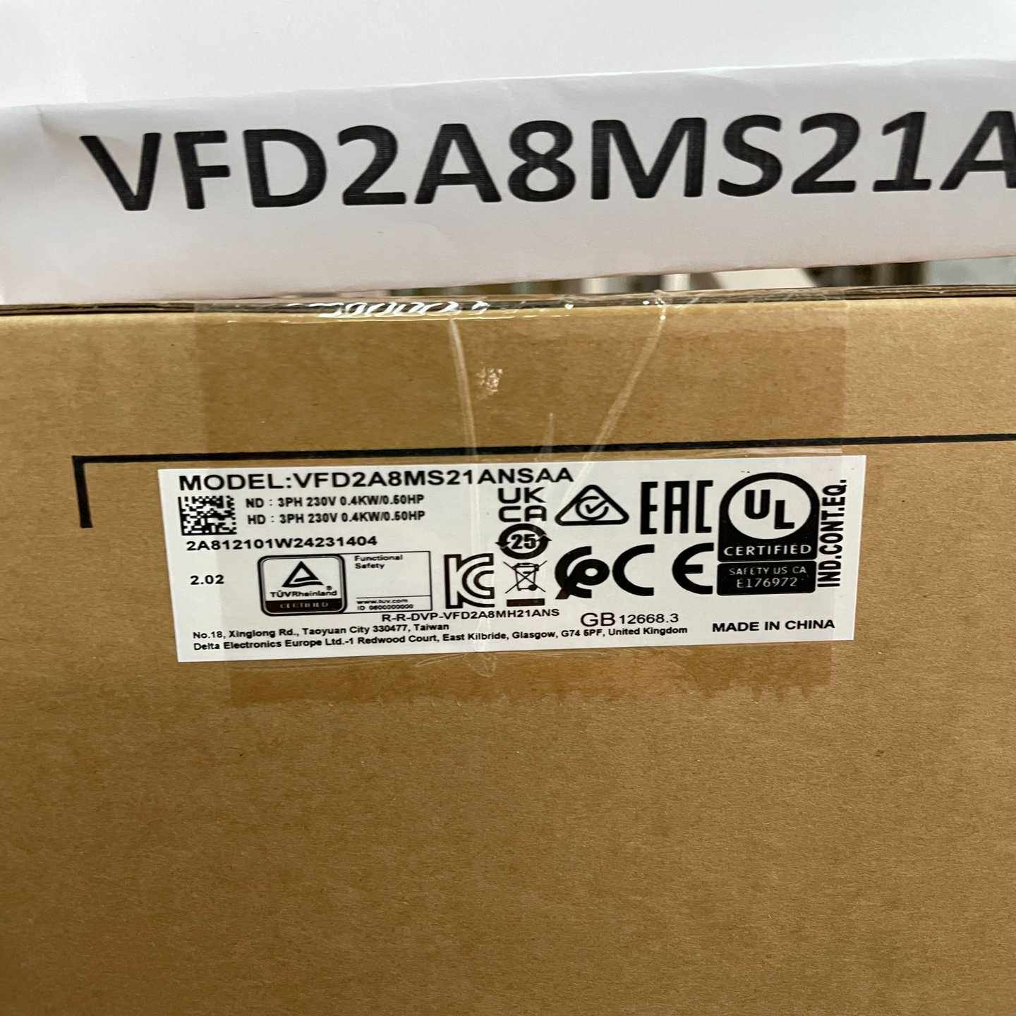 VFD2A8MS21ANSAA台达变频器24年新日期询价