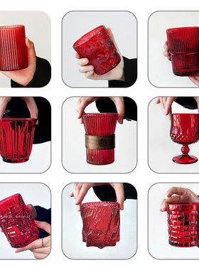 高级感复古红色喜庆乔迁之喜玻璃杯婚礼婚庆礼伴手礼高颜值