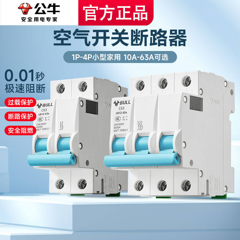 空气开关1p2p3p空开家用小型断路器40保护63a漏电闸三相32安