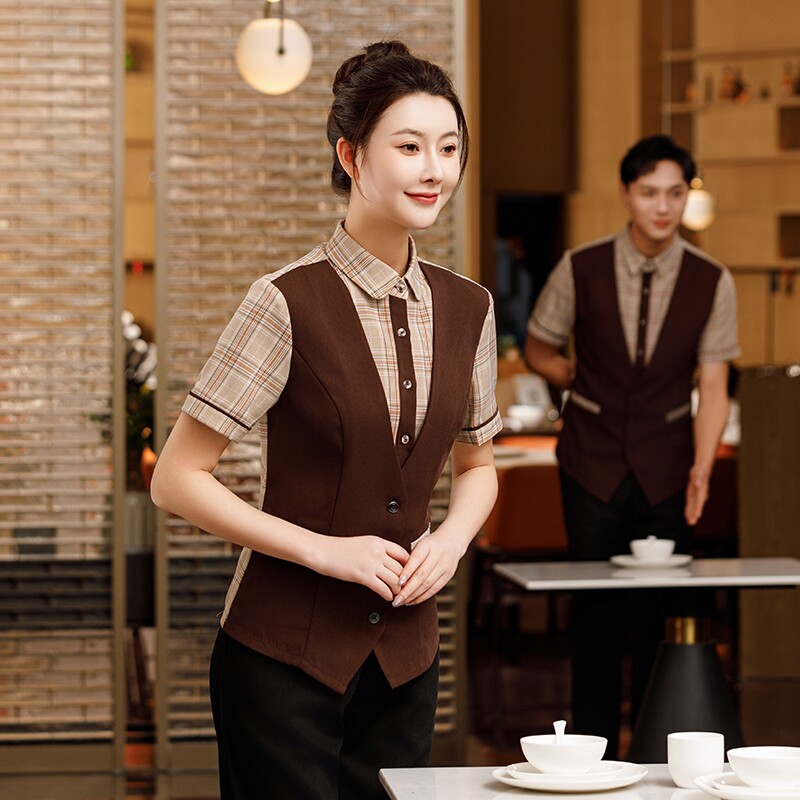 餐饮服务员工作服短袖酒店餐厅蛋糕火锅饭店烧烤店咖啡前厅工服女