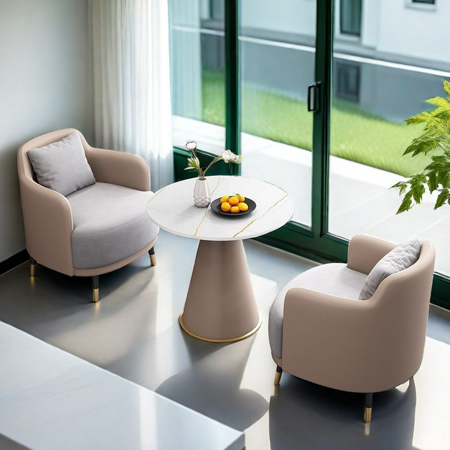 简约阳台单人沙发茶几组合休闲酒店接待售楼处洽谈桌椅美容院会客