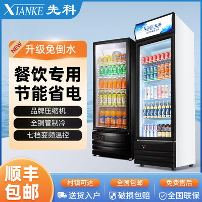 先科饮料展示柜冷藏冰柜保鲜双开门冷饮冷柜商用单门啤酒冰箱立式