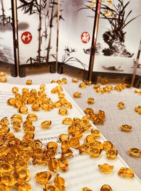 【铜德社】迷你实心琉璃小元宝工艺品水缸立体小摆件聚宝盆配饰