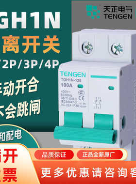 TENN天正隔离开关TGH1N-125 12P3P4P63100125A三相HL30刀闸电源