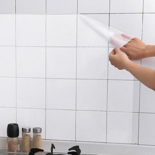厨房防油贴纸透明静电防火耐高温瓷砖墙纸灶台防水自粘贴膜不