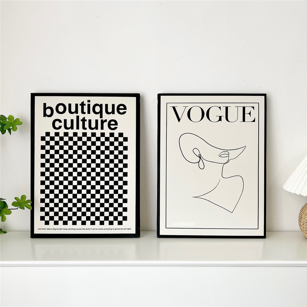 ins风几何线条图案北欧风装饰画 复古抽象挂画桌面相框画摆件