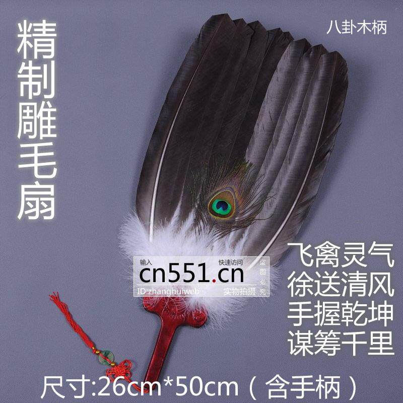 雕毛扇腰诸葛孔明鹰毛扇网红扇子纯手工苍鹰毛工艺扇非遗羽毛扇