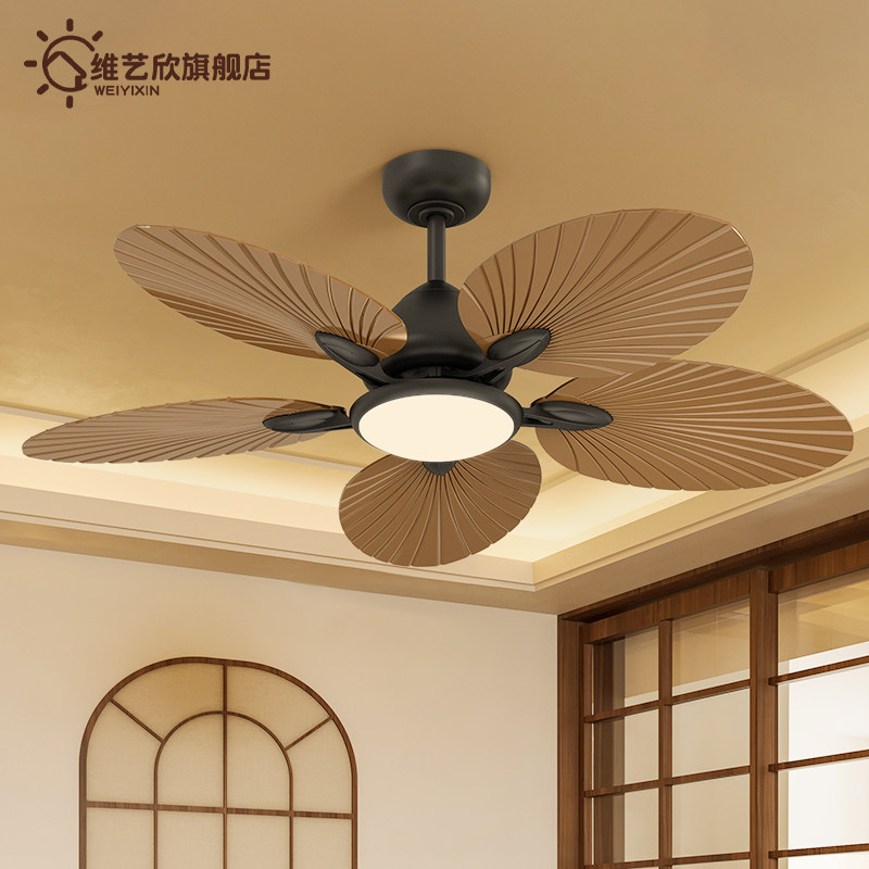 新款法式中古客厅风扇灯东南亚复古卧室吊扇灯中式餐厅电风扇吊灯