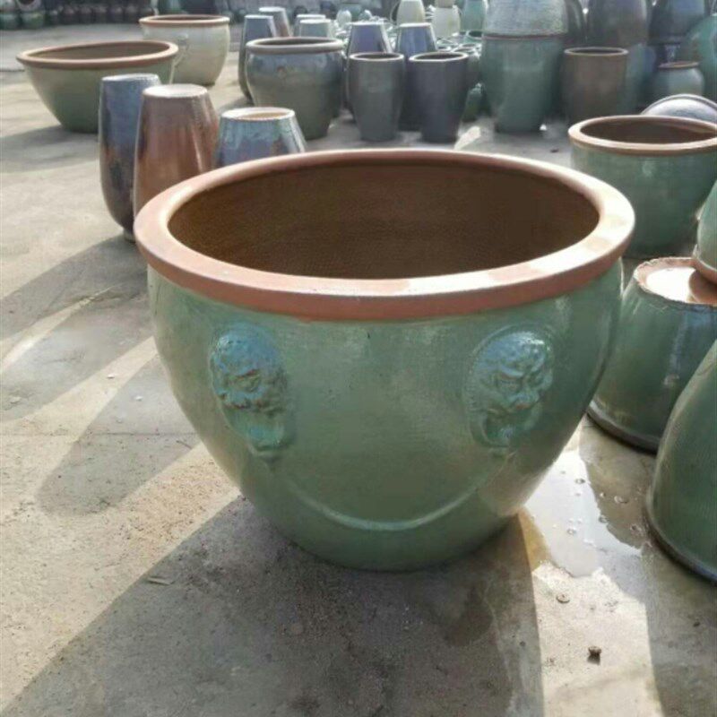 园林景观老式大水缸土陶鱼缸粗陶缸庭院鱼缸荷花莲花缸风水缸62