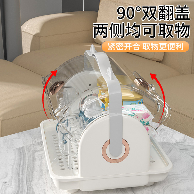 婴儿奶瓶收纳箱防尘带盖子放餐具架mr沥水架儿童碗筷副食品工具收