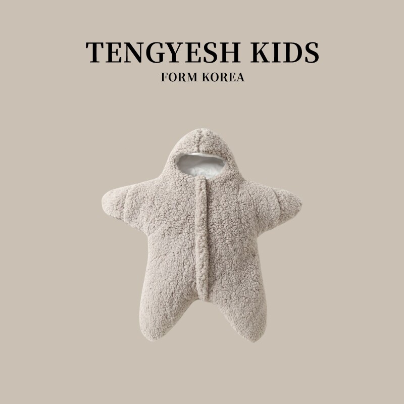 韩国TENGYESH婴儿海星睡袋加厚派大星抱被秋冬新生儿宝宝防踢包被