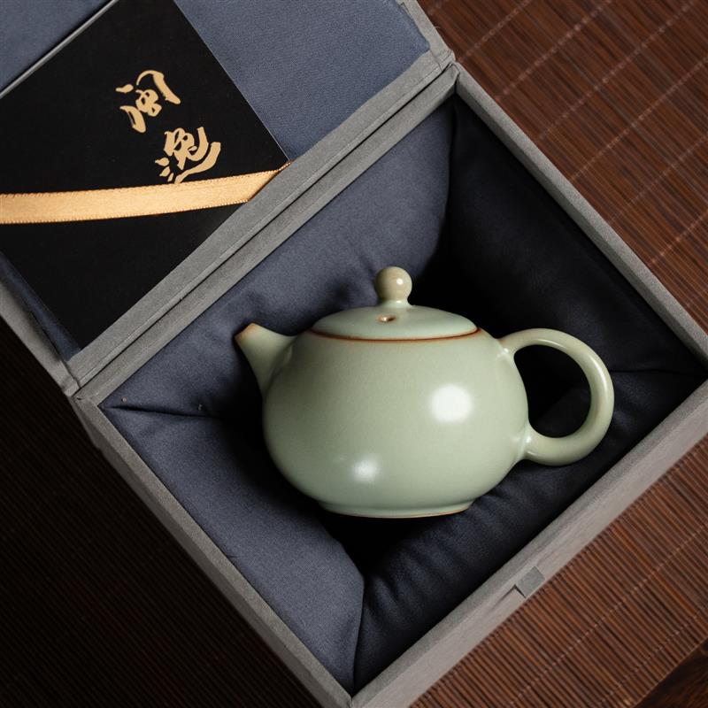 汝窑西施壶家用泡茶壶陶瓷功夫茶具汝瓷开片茶壶陶瓷手工单壶青瓷