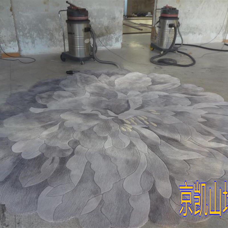 新西兰进口羊毛中式法式牡丹花朵圆形客厅茶几地毯书桌椅子门口垫