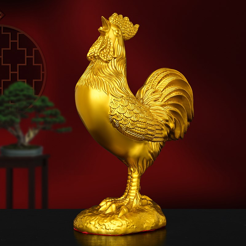 纯黄铜公鸡摆件十二生肖鸡金鸡福鸡吉祥物家居客厅办公室装饰品