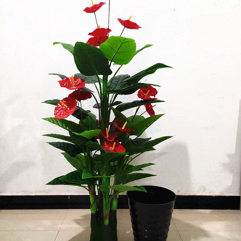 老树根红掌仿真植物永生花落地客厅盆栽装饰如意滴水观音假树假花