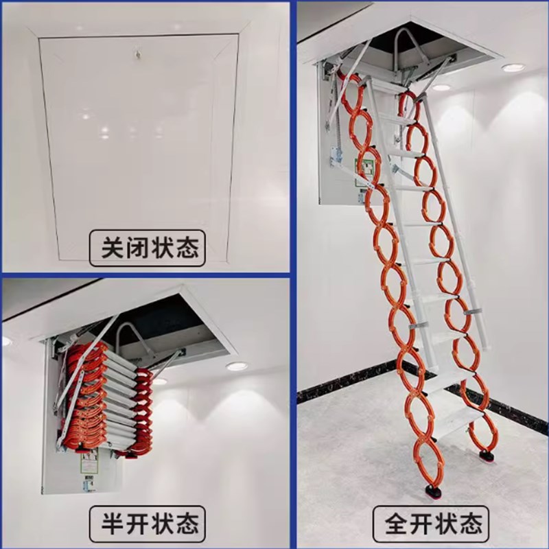 新款阁楼电动伸缩楼梯全自动折叠隐形拉伸家用升降复式跃层室内梯