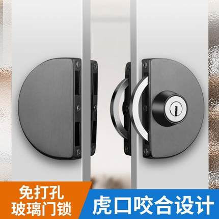 有框玻璃门锁铝合金推拉门锁不锈钢单门双开移门专用锁带钥匙锁具