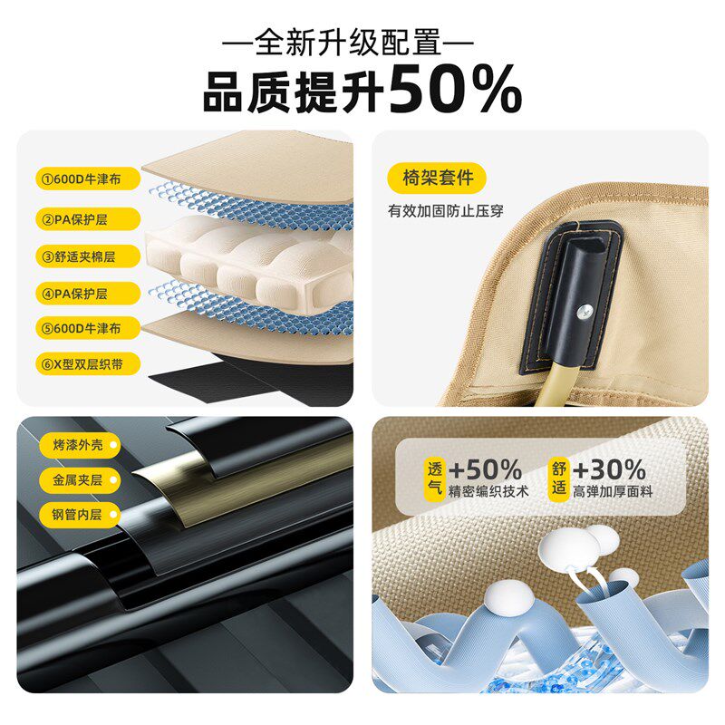 户外月亮椅钓鱼露营野外家用旅行便携式折叠椅午休加高背躺椅子