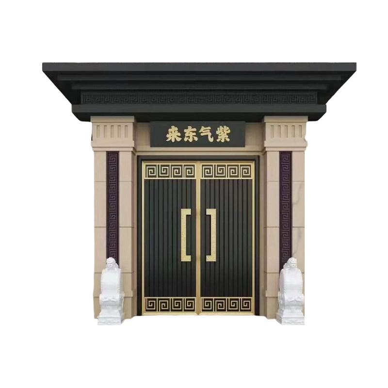 门楼铝合金门头农村中式亭子定制大门家用铝单板雨棚铝板幕墙屋檐