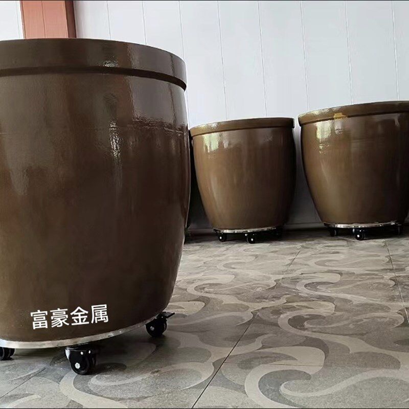 不锈钢圆形可移动大花盆托盘底座承重托架带滚轮花架滑轮鱼缸底座