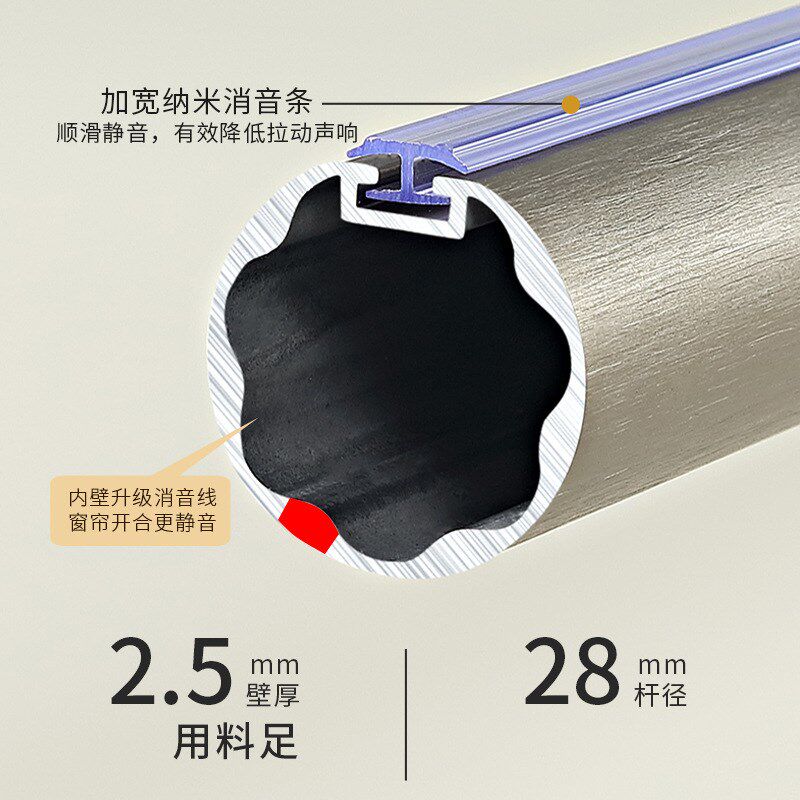 窗帘铝合金罗马杆加厚打孔挂钩单双杆子侧顶支架加厚双轨窗帘静音