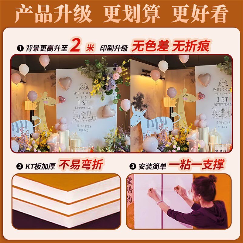韩系男女宝宝周岁生日布置装饰kt板抓阄道具氛围感家庭版租赁场景