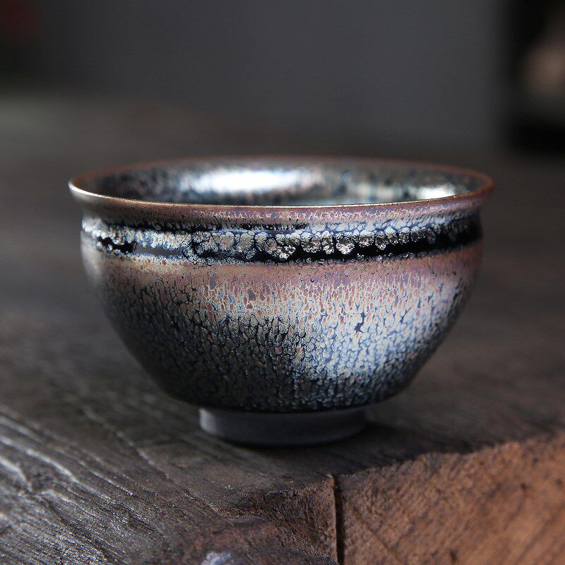 曾广旭大师建盏茶杯 天目釉建盏品茗杯茶碗 铁胎可养茶盏主人杯