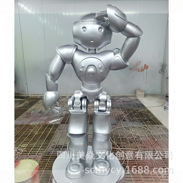 公司制作未来战士机器人雕塑 外太空机器人玻璃钢雕塑 傻强机器人