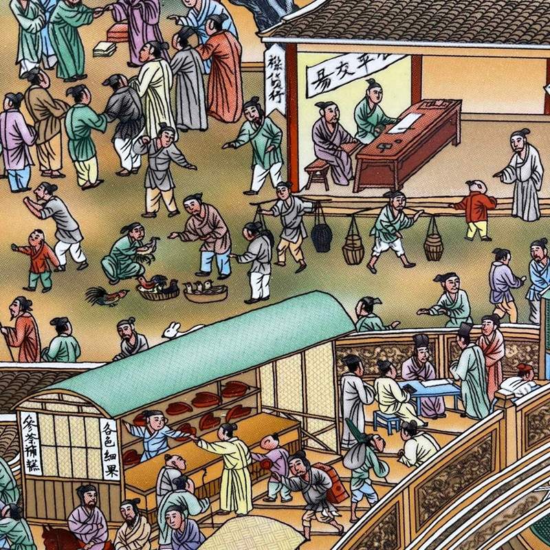 古玩古董景德镇陶瓷工艺品手工花鸟古典清明上河图回流瓷板画