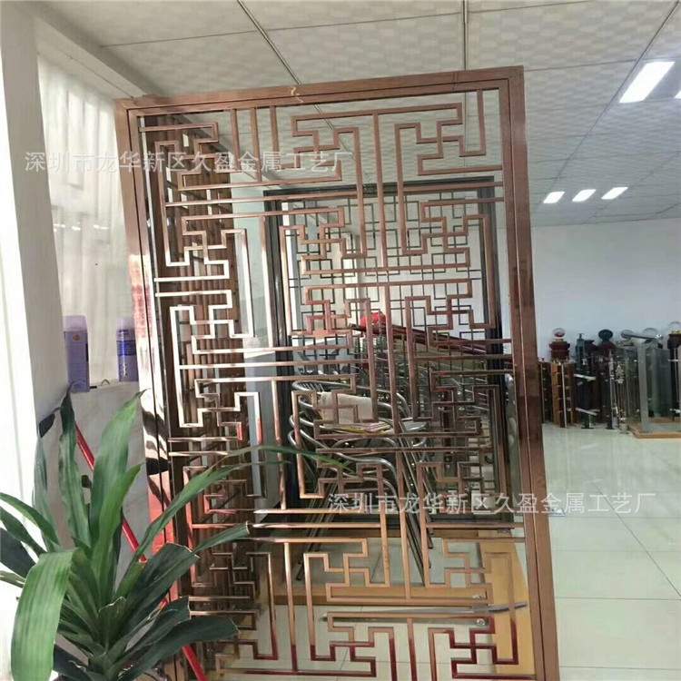 T2紫铜切割 做旧加工 铝板雕刻K金 玫瑰金屏风隔断 金属花格屏风
